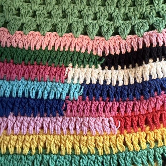 Celia B Rainbow Stripe Crochet Tote Purse Handbag Shoulder Bag Boho Festival NWT - Picture 7 of 12